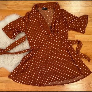 Polka dot wrap dress